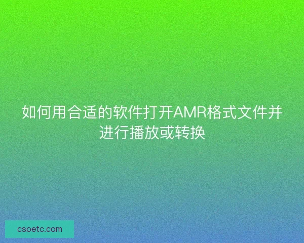 如何用合适的软件打开AMR格式文件并进行播放或转换