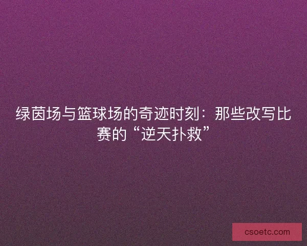 绿茵场与篮球场的奇迹时刻：那些改写比赛的 “逆天扑救”
