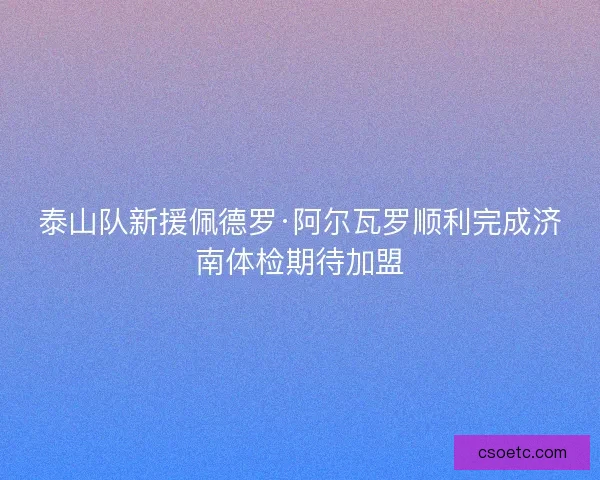 泰山队新援佩德罗·阿尔瓦罗顺利完成济南体检期待加盟 泰山队新援佩德罗·阿尔瓦罗顺利完成济南体检期待加盟