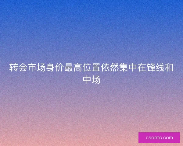 转会市场身价最高位置依然集中在锋线和中场 转会市场身价最高位置依然集中在锋线和中场