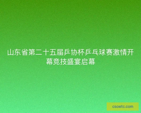 山东省第二十五届乒协杯乒乓球赛激情开幕竞技盛宴启幕 山东省第二十五届乒协杯乒乓球赛激情开幕竞技盛宴启幕