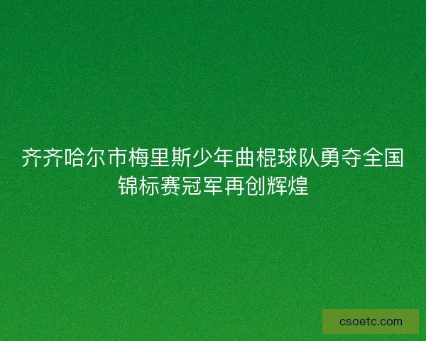 齐齐哈尔市梅里斯少年曲棍球队勇夺全国锦标赛冠军再创辉煌 齐齐哈尔市梅里斯少年曲棍球队勇夺全国锦标赛冠军再创辉煌